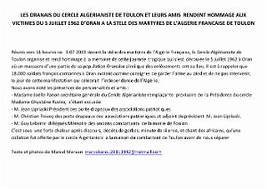 2027 07 05 TOULON CERCLE ALGERIANISTE  CEREMONIE DU MASSACRE D ORAN DU 7 JUILLET 1962 (1)